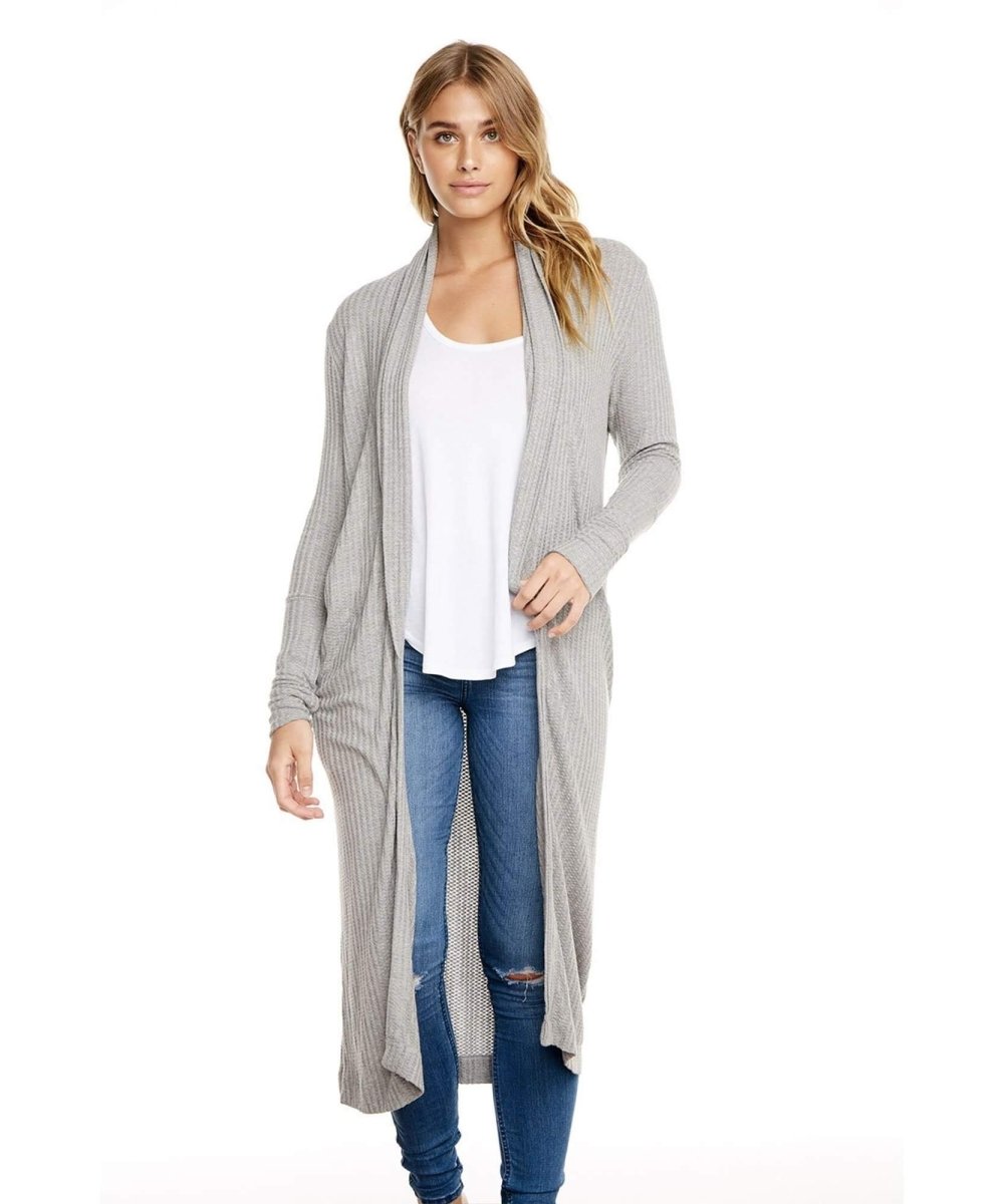 Thermal L/S Shawl Cardigan Heather Grey - miamidrugpossession