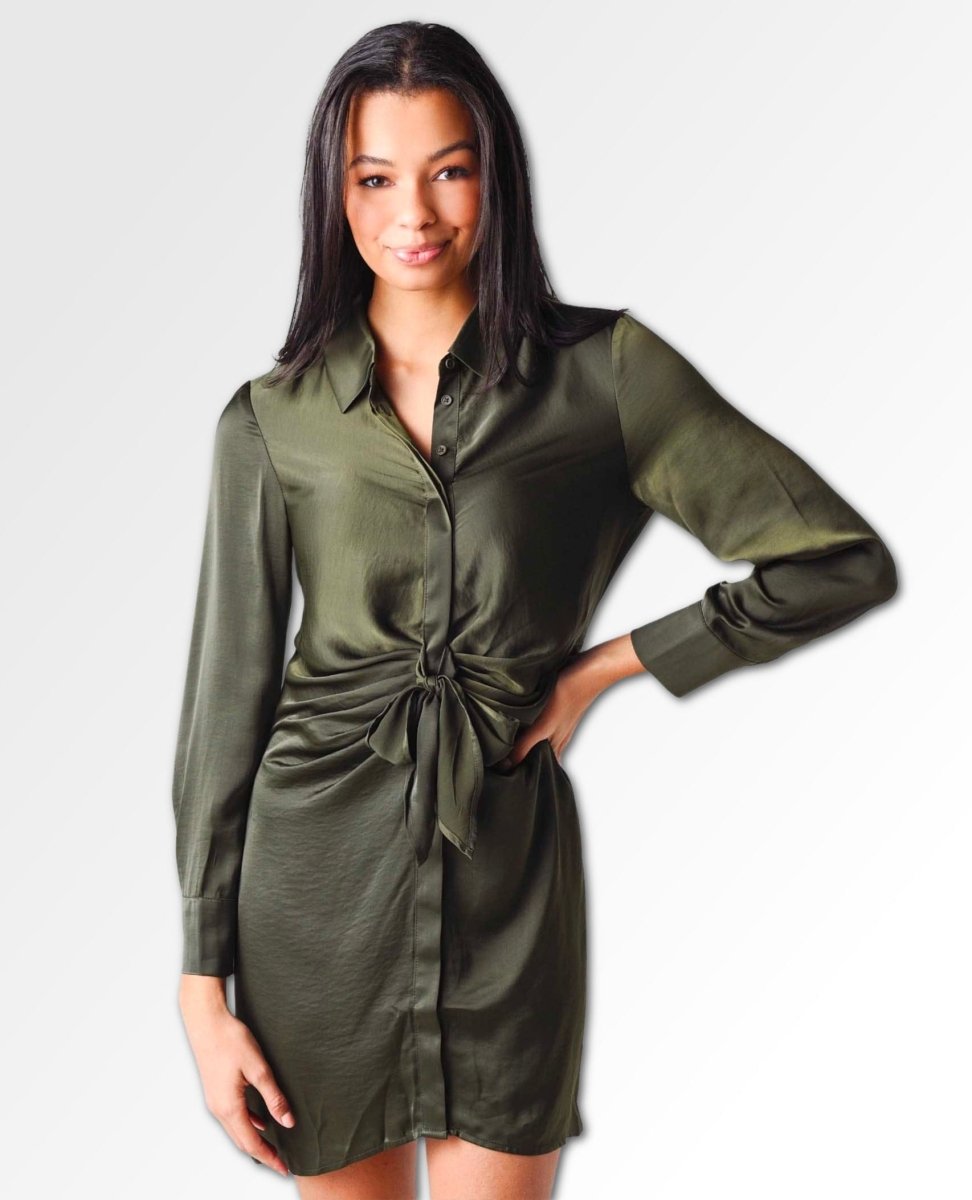 Tie Curious Dress Bottle Green - miamidrugpossession