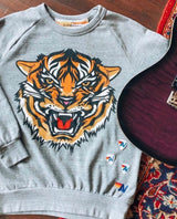 Tiger Print Crew Heather Grey - miamidrugpossession