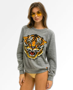 Tiger Print Crew Heather Grey - miamidrugpossession