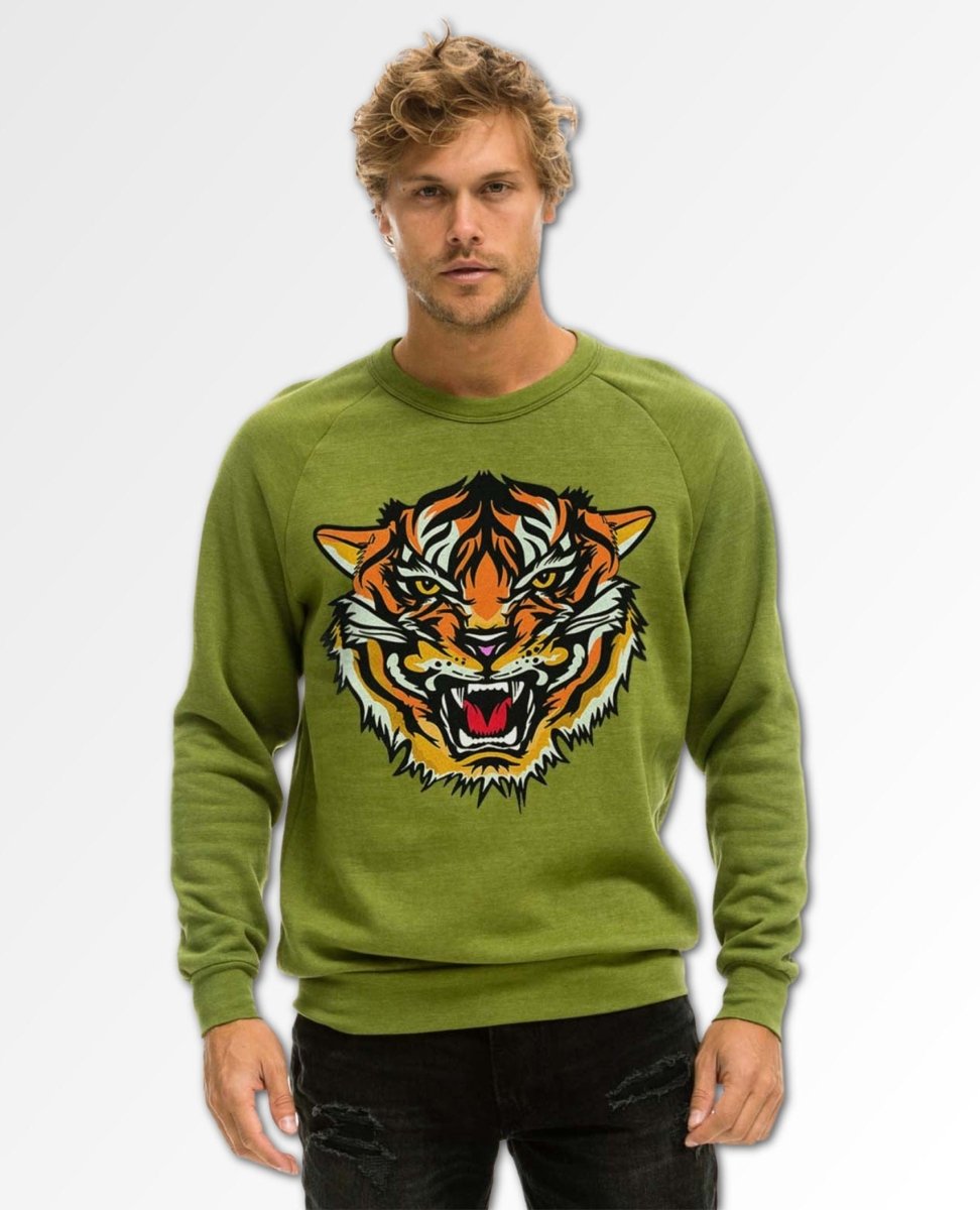 Tiger Print Crew Jungle Green - miamidrugpossession