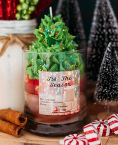 Tis The Season Christmas Tree Candle - PINK ARROWS