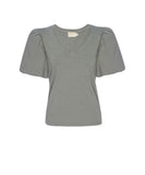 Traci Bubble Sleeve V - Neck Army - miamidrugpossession