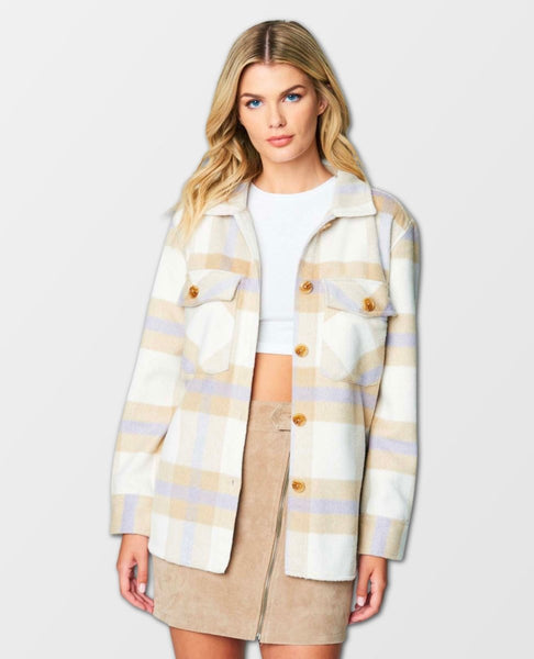 Trailblazer Shacket Neutral Plaid - miamidrugpossession