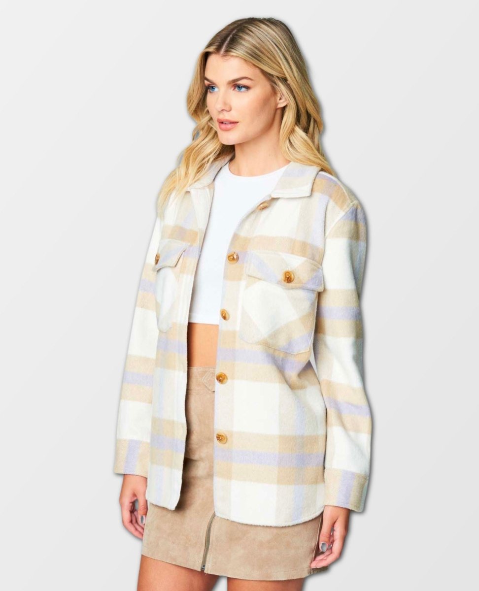 Trailblazer Shacket Neutral Plaid - miamidrugpossession