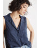 Trimmed Sleeveless Button Down Bermuda Navy - clearpathherbicide