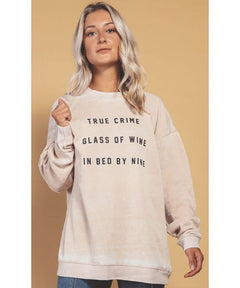 True Crime + Glass Of Wine Crew Sweatshirt - miamidrugpossession