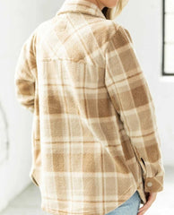 Tullis Plaid Cream Tan Shacket - PINK ARROWS