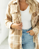 Tullis Plaid Cream Tan Shacket - miamidrugpossession