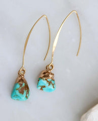 Turquoise Nugget Drop Earrings - PINK ARROWS