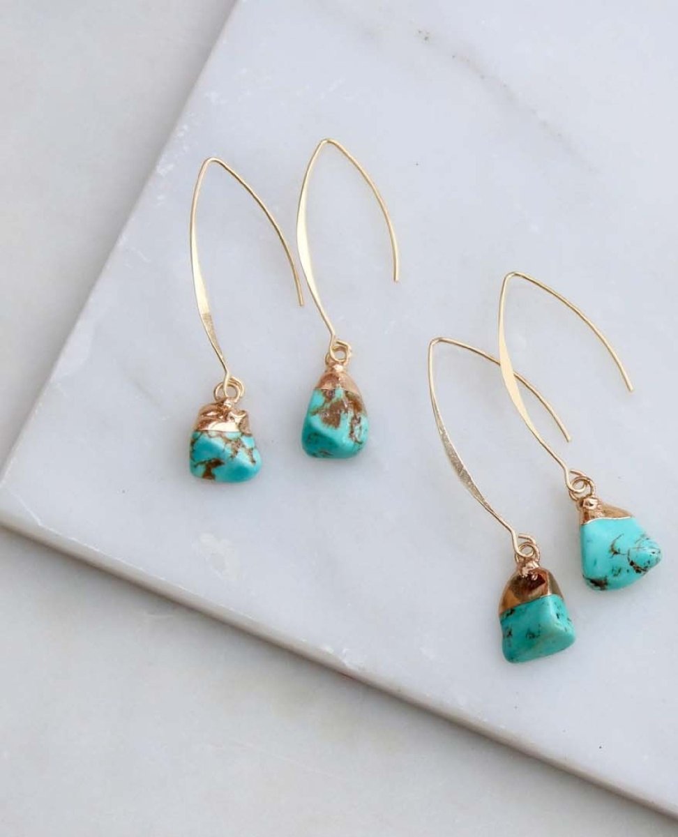 Turquoise Nugget Drop Earrings - PINK ARROWS