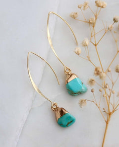 Turquoise Nugget Drop Earrings - PINK ARROWS