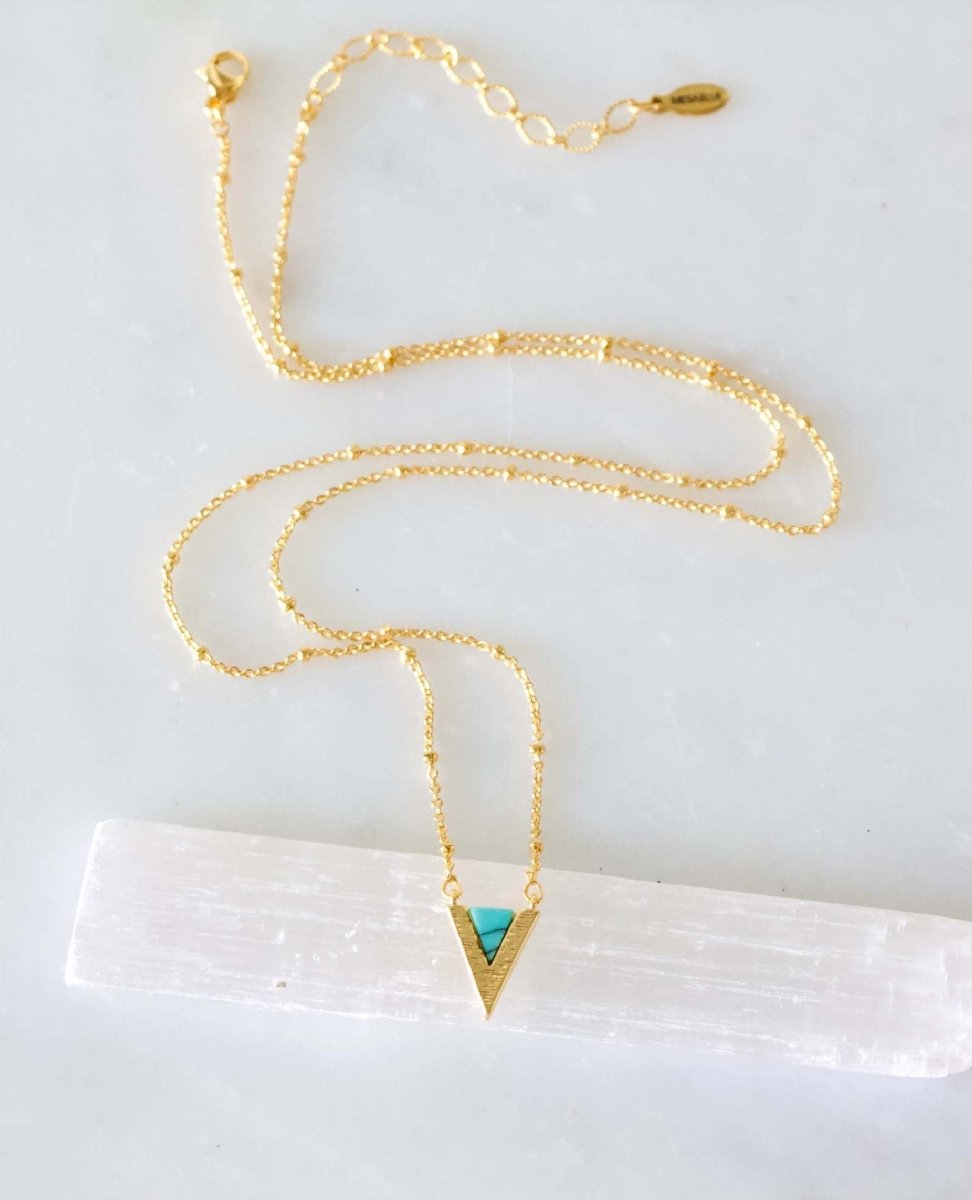 Turquoise Triangle Necklace - miamidrugpossession