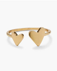 Two Hearts Open Ring Gold - PINK ARROWS