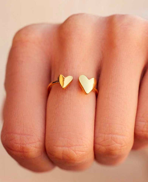 Two Hearts Open Ring Gold - miamidrugpossession