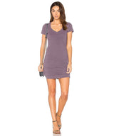 V - Neck Mini Rouched Acai Dress - miamidrugpossession