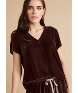 V - Neck Velvet Short Sleeve Tee Merlot - clearpathherbicide