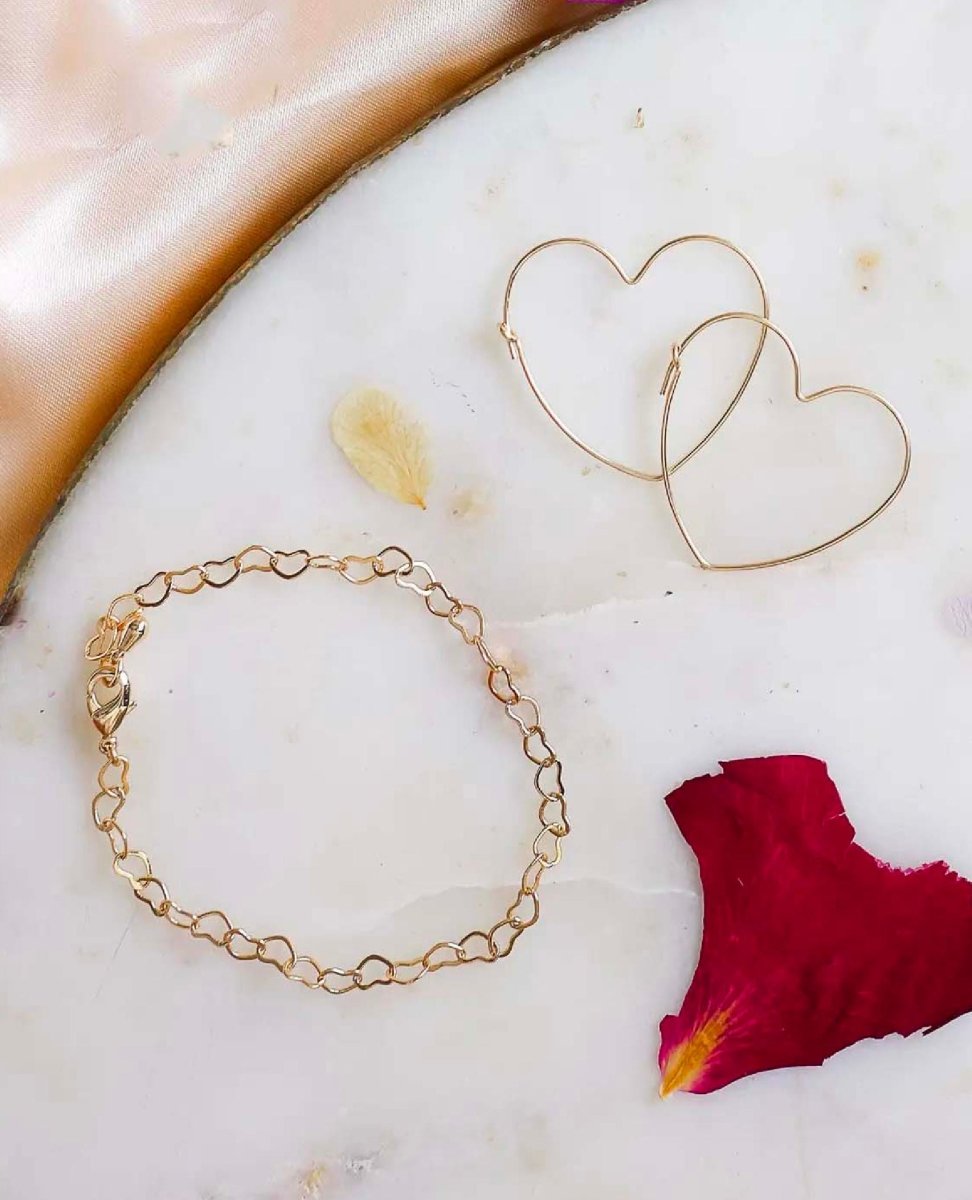 Valentines Heart Chain Bracelet Gold - miamidrugpossession