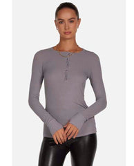 Vance Henley Long Sleeve Top Pewter - PINK ARROWS