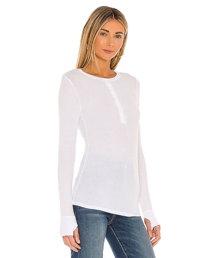 Vance Henley Long Sleeve Top White - miamidrugpossession