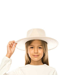 Vegan Felt Rancher Hat Kids Ivory - PINK ARROWS