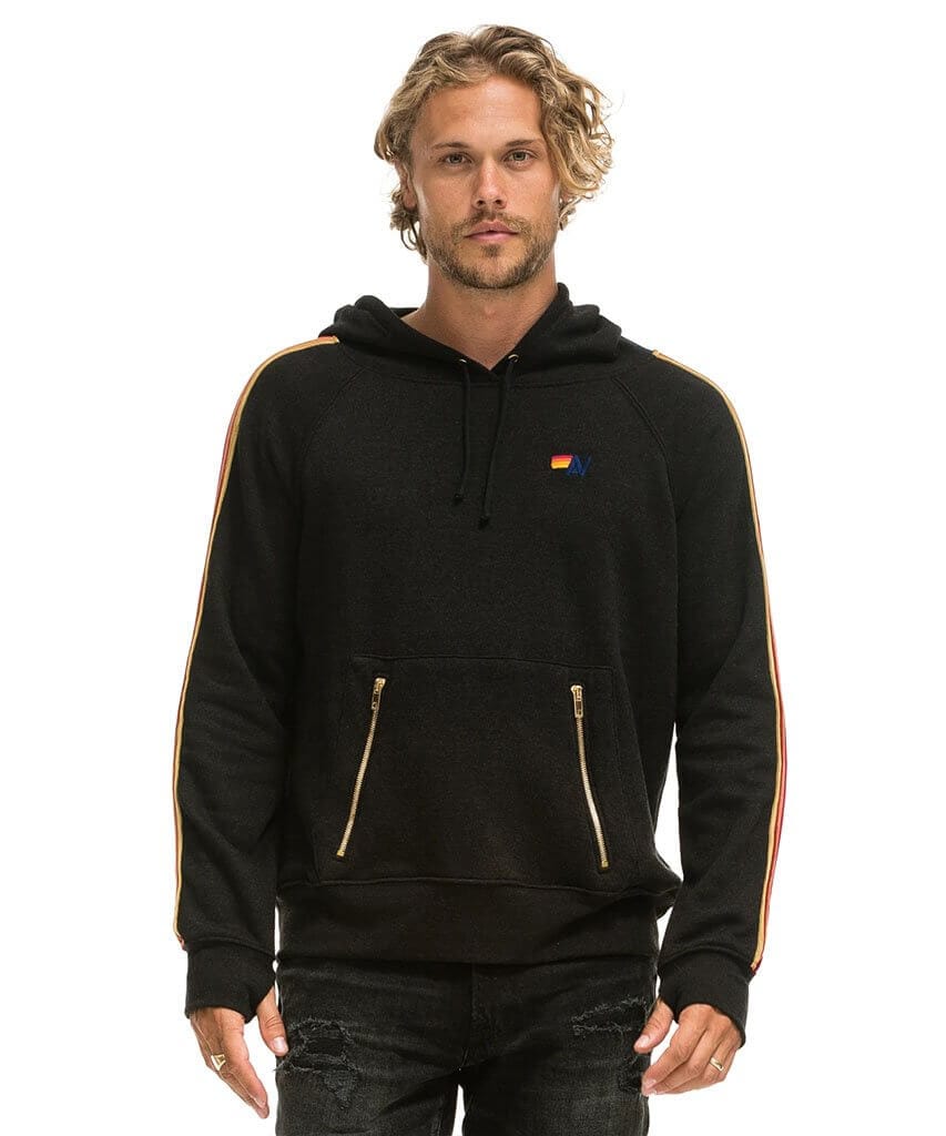 Velvet Stripe Hoodie Black - miamidrugpossession