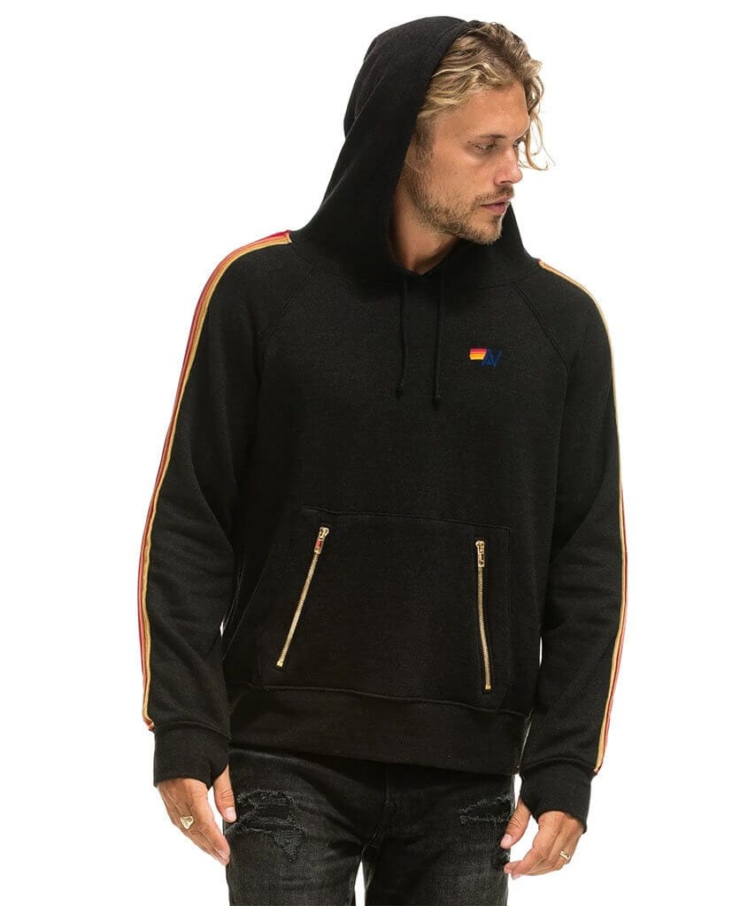 Velvet Stripe Hoodie Black - miamidrugpossession