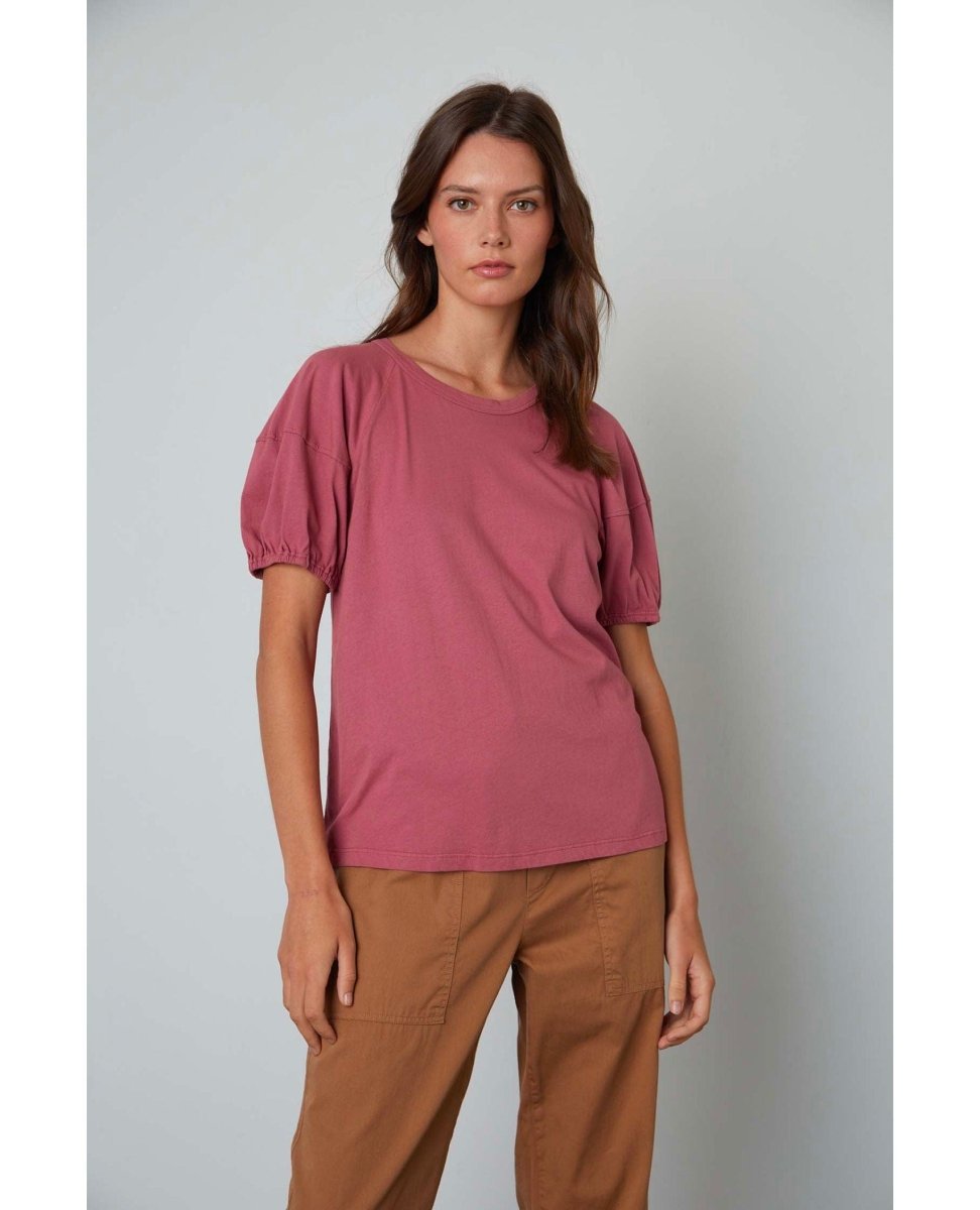 Vernice Puff Crew Short Sleeve Top Beauty - miamidrugpossession