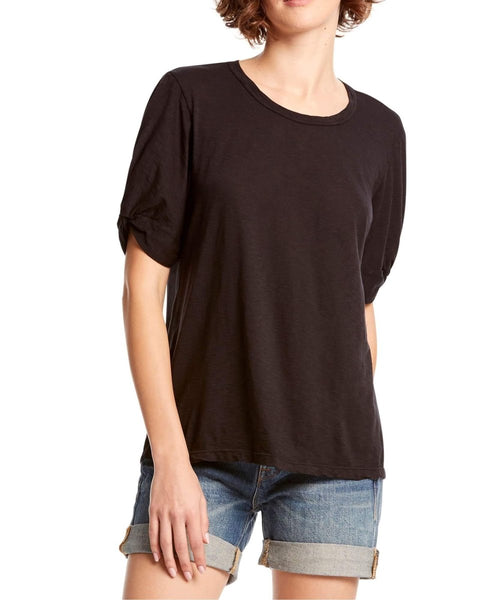 Victoria Knotted Sleeve Tee Black - clearpathherbicide