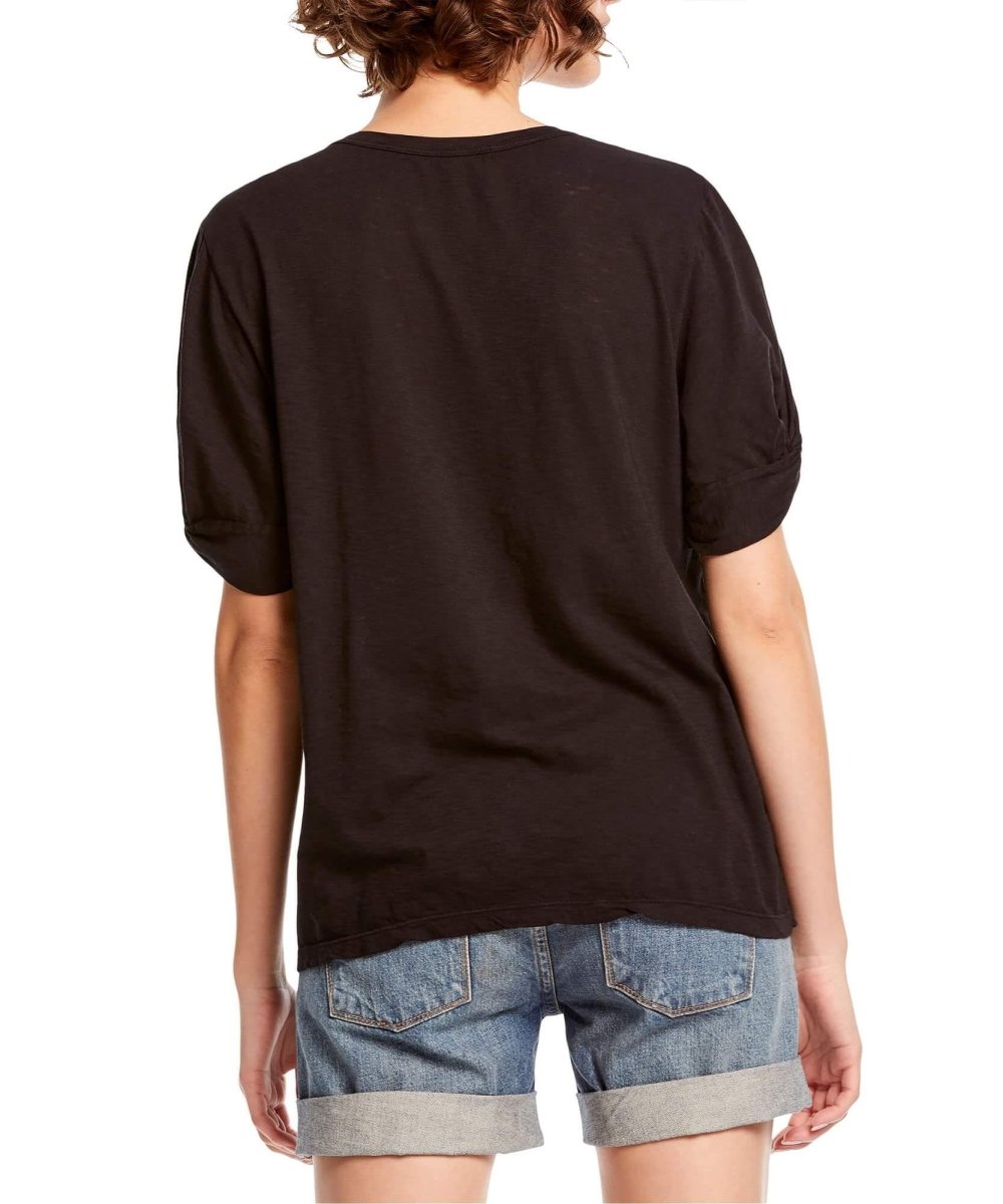 Victoria Knotted Sleeve Tee Black - miamidrugpossession