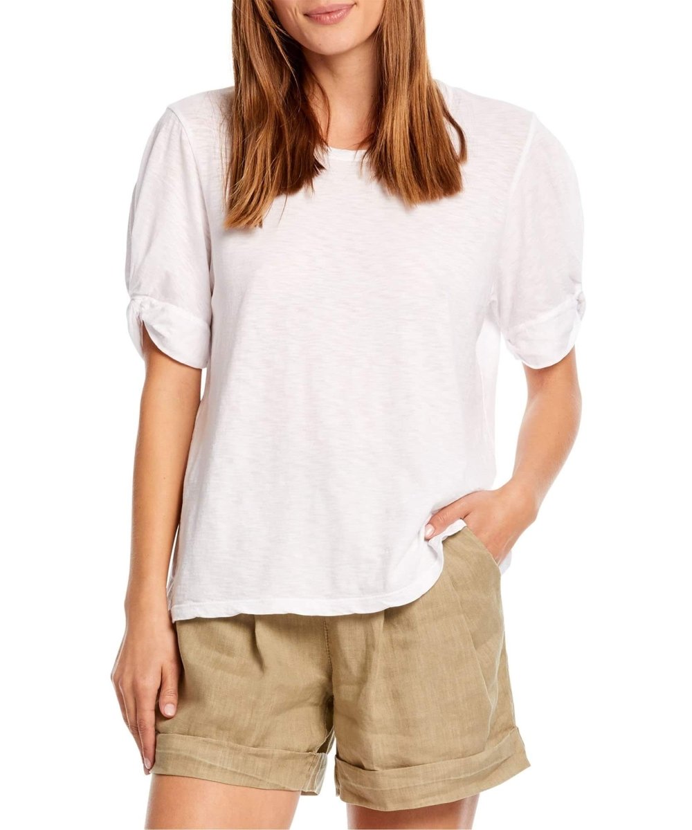 Victoria Knotted Sleeve Tee White - miamidrugpossession