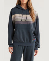 Wave 4 Stripe Pullover Hoodie Relaxed Charcoal - PINK ARROWS