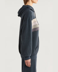 Wave 4 Stripe Pullover Hoodie Relaxed Charcoal - PINK ARROWS