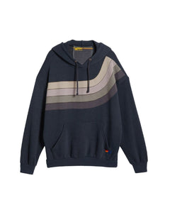 Wave 4 Stripe Pullover Hoodie Relaxed Charcoal - PINK ARROWS