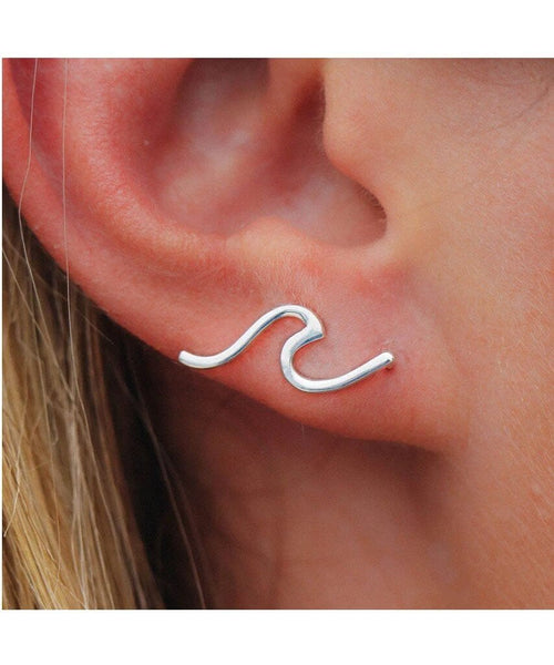 Wave Ear Climber Silver - PINK ARROWS