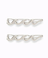 Wave Hair Barrettes Silver Set of 2 - miamidrugpossession