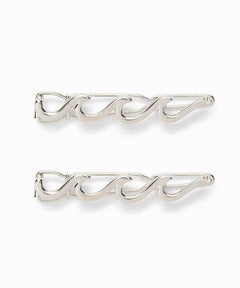 Wave Hair Barrettes Silver Set of 2 - miamidrugpossession