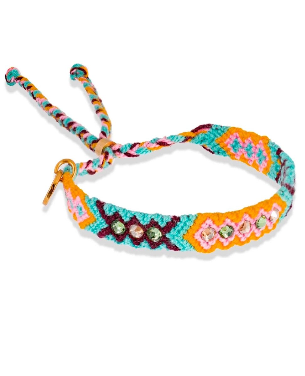 Wayuu Skinny Bracelet Aqua - PINK ARROWS