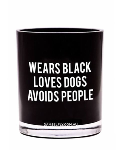 Wears Black Loves Dogs Candle - clearpathherbicide