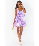 Weekend Mini Dress Purple Tie Dye - miamidrugpossession