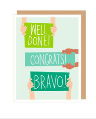 Well Done Congrats Bravo Card - PINK ARROWS