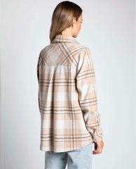 Weston Taupe Plaid Shacket - PINK ARROWS