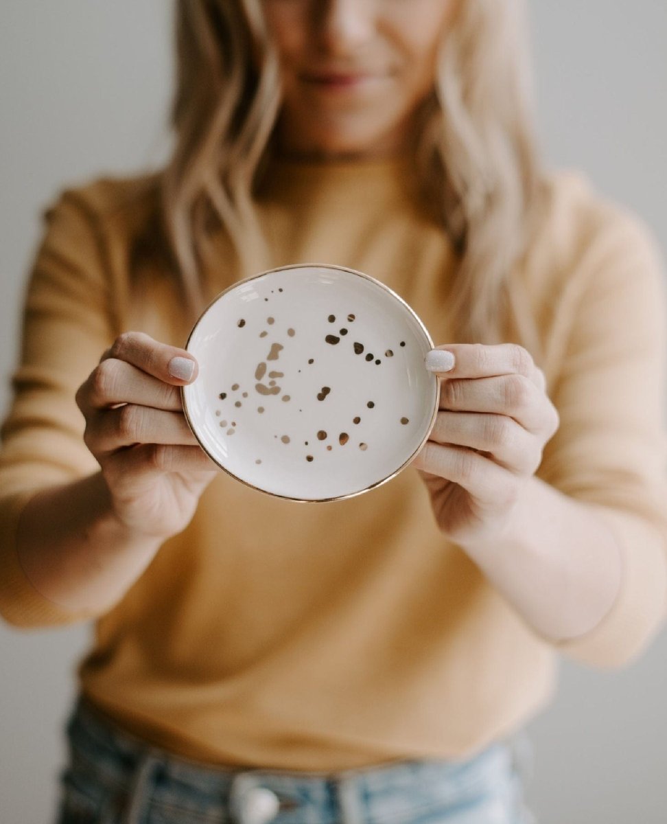 White Gold Speckled Jewelry Dish - clearpathherbicide