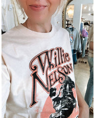 Willie Nelson On The Road Again Tee - PINK ARROWS