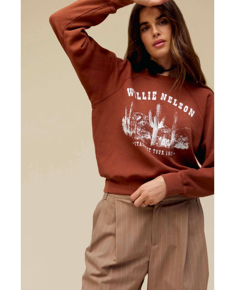 Willie Nelson Stardust Tour Raglan Crew Sweatshirt - miamidrugpossession