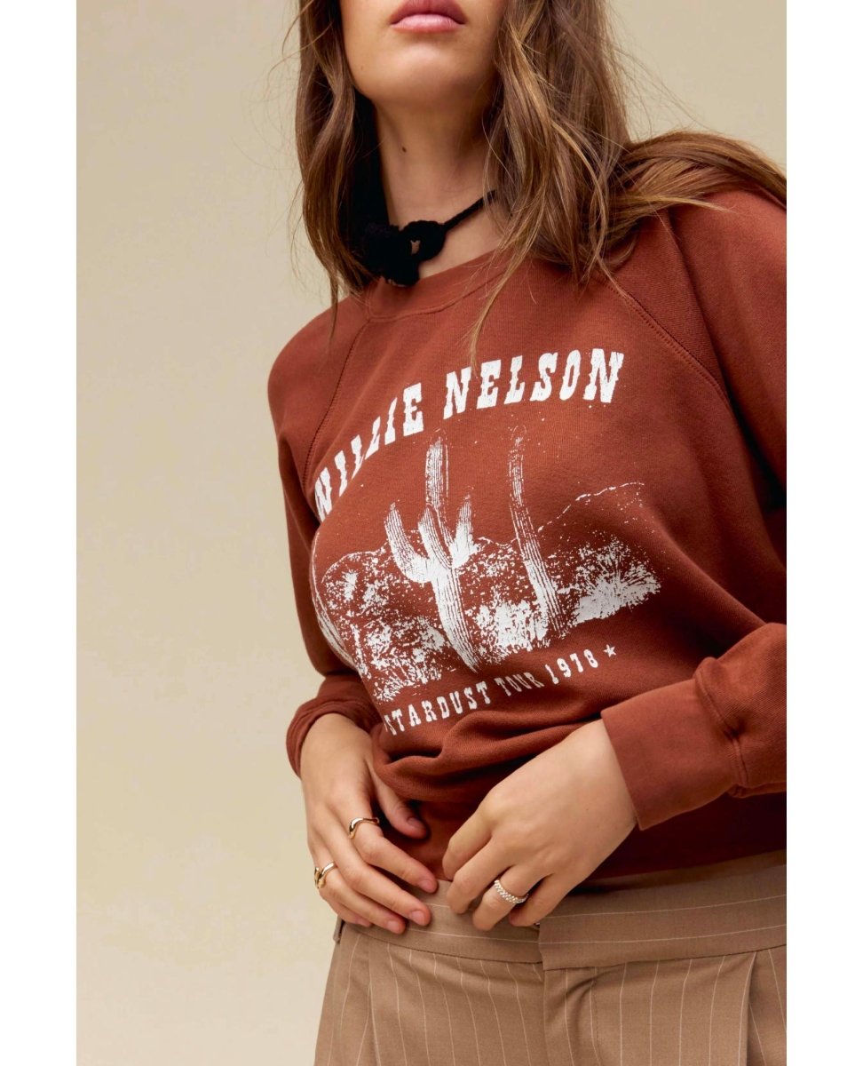 Willie Nelson Stardust Tour Raglan Crew Sweatshirt - miamidrugpossession