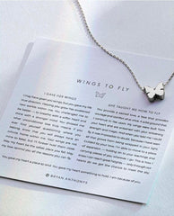 Wings to Fly Icon Necklace Silver - PINK ARROWS