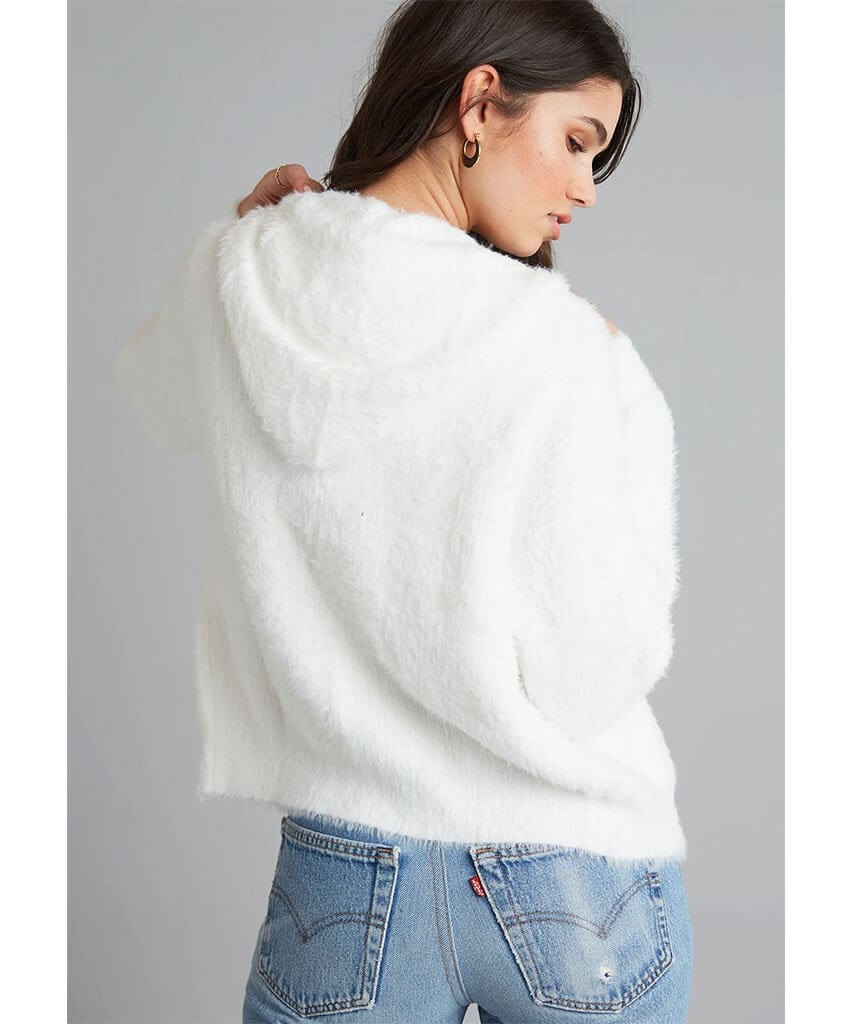 Winter White Fuzzy Sweater Jacket - miamidrugpossession