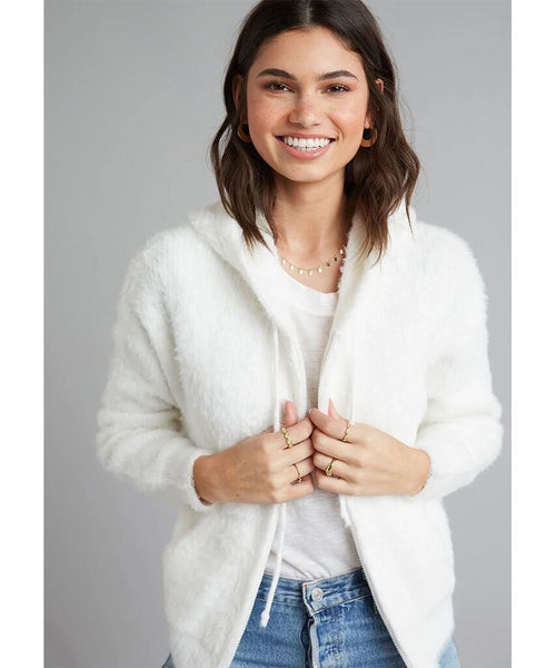 Winter White Fuzzy Sweater Jacket - clearpathherbicide