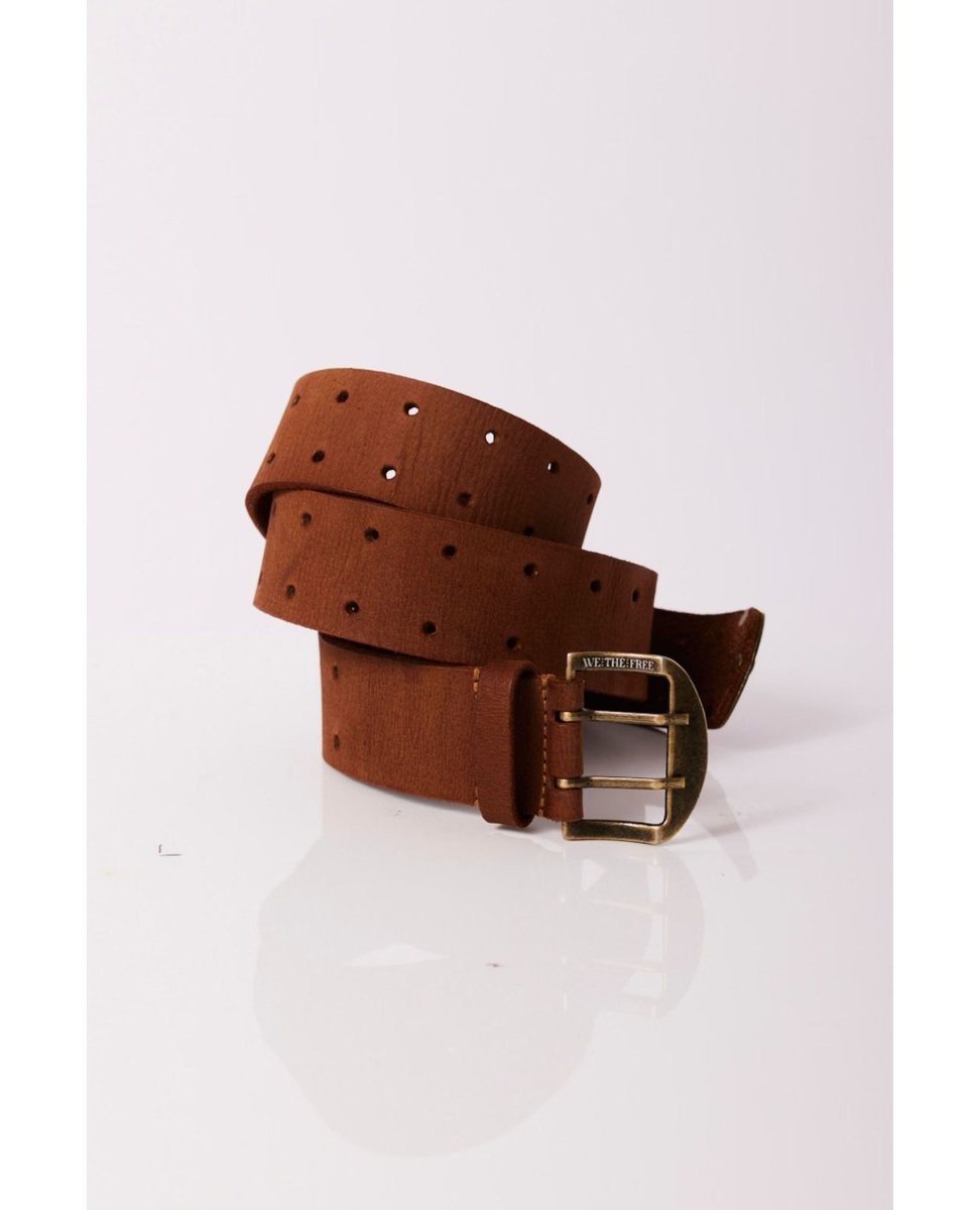 WTF Double Cross Belt Cognac - PINK ARROWS